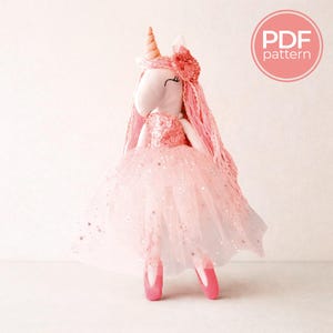 Patron de couture PDF pour poupée licorne et instructions étape par étape