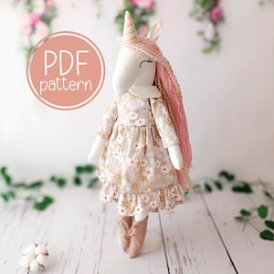 Unicorn doll PDF sewing pattern and step by step instructions FULL PACKAGE