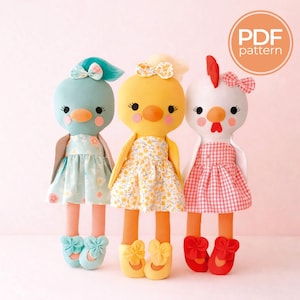 Chick, Hen, Duck Doll Sewing Pattern: Beginner Friendly (PDF Pattern)