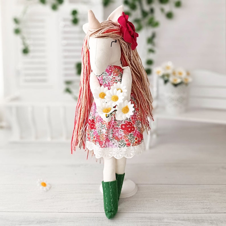 Enchanting handmade Unicorn Doll, one of a kind magical gift for baby girls image 1