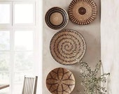 Large Set of 4 Mainly of Natural African Baskets, Wall Baskets Set, Wall Hanging Decor, African Wall Basket, Boho Wall Art
