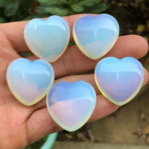 Gemstone Opal Glass Heart approximate size 1 x1 inch ~ 25x25x8mm