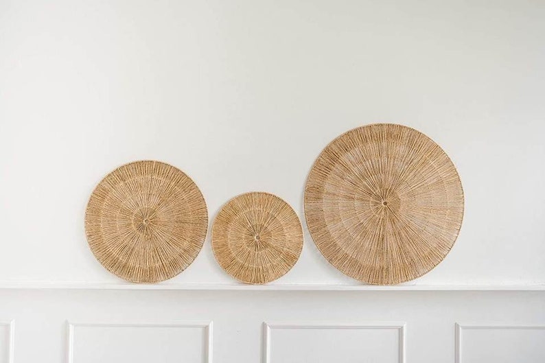 Set of 3 Seagrass Wall Basket for Wall Decor Natural African Etsy