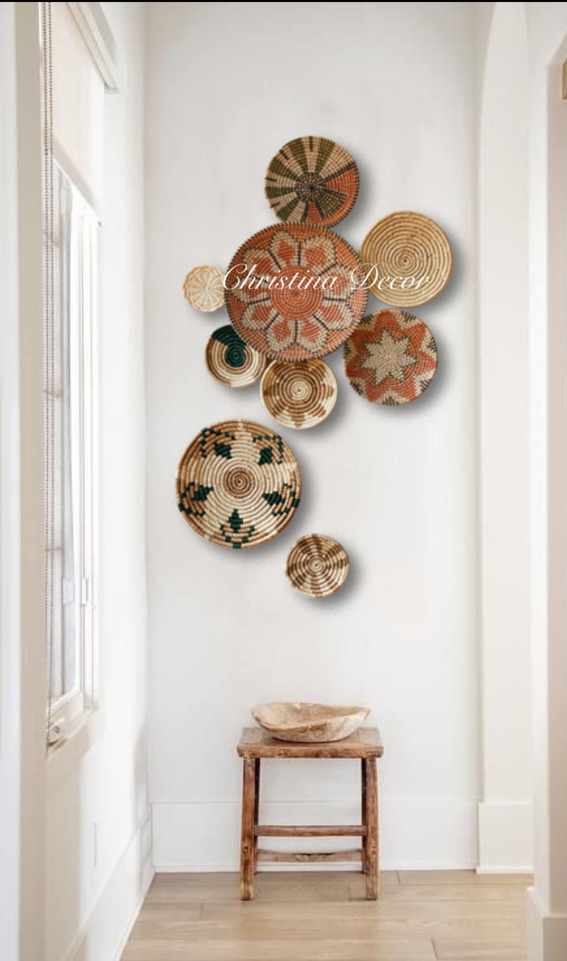 Set of 9 Seagrass Wall Basket for Wall Decor Mainly of Etsy