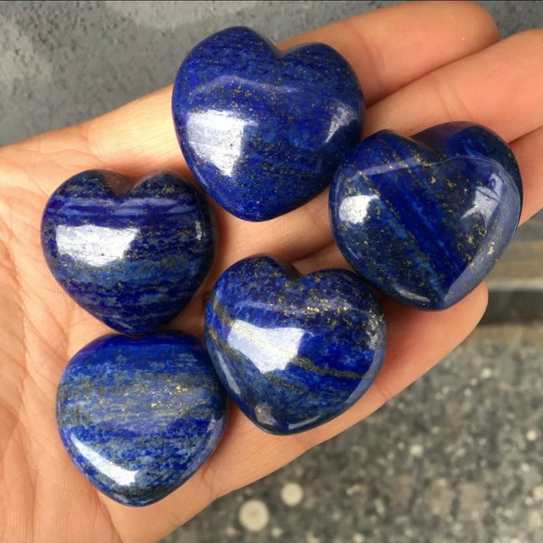 Natural Lapis Lazuli  Crystal  Heart 1 x1x0.4 inch ~ 25x25x8mm