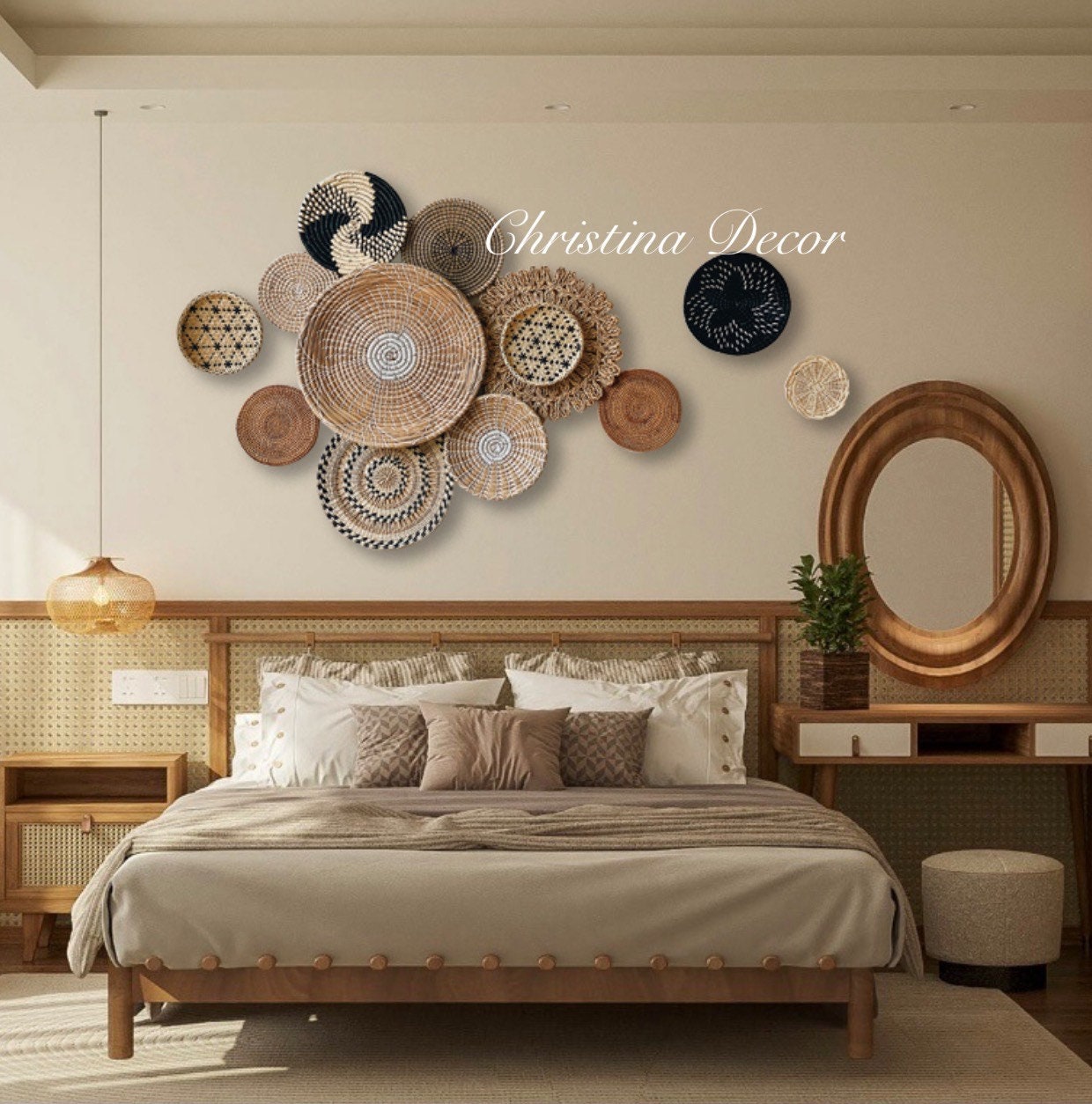 Set of 13 Seagrass Wall Basket for Wall Decor Natural African Etsy