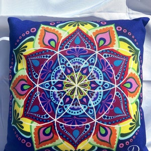 Cuscino artigianale Mandala DYNAMISM - decorazione d&#39;interni boho etnico boho indiano hippie buddismo meditazione benessere