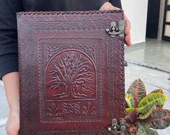 Leather Ring Binder, Tree Of Life Grimoire Binder, 1 Inch Ring Binder, Personalized Leather Binder, Leather Portfolio Men, Family Planner