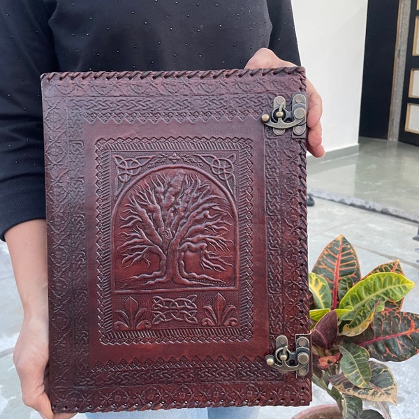 Classeur à anneaux en cuir, classeur grimoire arbre de vie, classeur à anneaux 1 pouce, classeur en cuir personnalisé, portefeuille en cuir pour hommes, agenda de famille