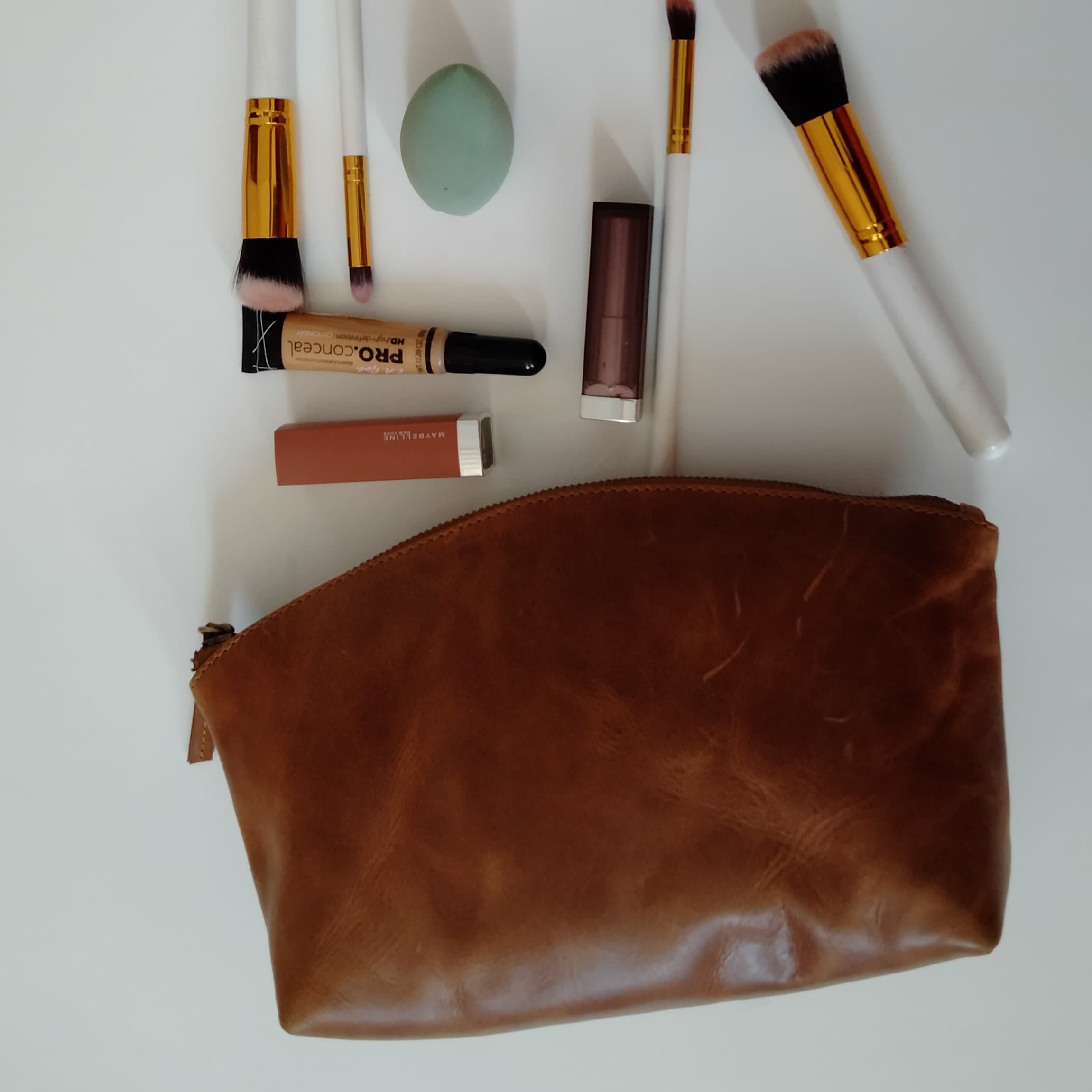 Leather Cosmetic Bag Personalized Makeup bag Organizer Leather Etsy