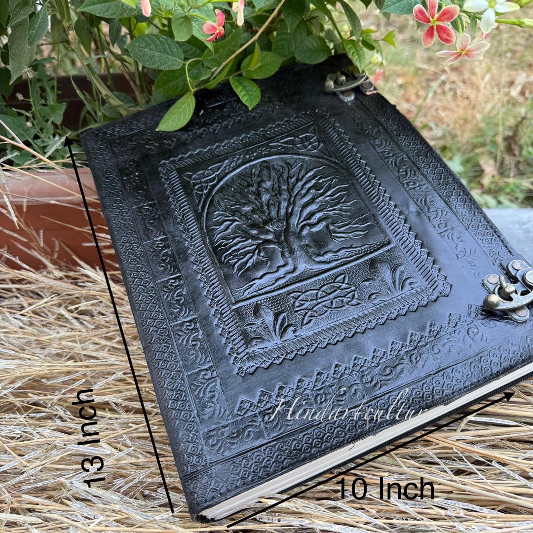 Handmade Black Leather Journal, Tree of Life, Lined/unlined Large ...