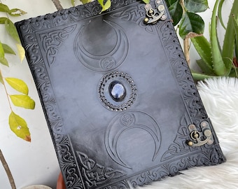 Leather 3 Ring Binder, Leather Portfolio For Men, Leather 1 Inch Or 3 Inch Ring Binder, Triple Moon Binder, 9x11.5 A4 Paper Holder Binder