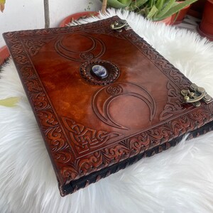 Leather 3 Ring Binder, Leather Grimoire Binder, 9X11.5 Inch Paper ...