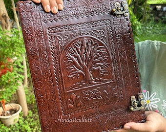 Leather Ring Binder, Tree Of Life Grimoire Binder, 1 Inch Ring Binder, Personalized Leather Binder, Leather Portfolio Men, Family Planner
