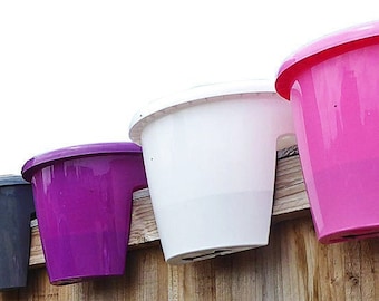 Vibrant Pink Outdoor Railing Fence or Balcony Planter Flower Pot - Made from 100% Recycled Plastic