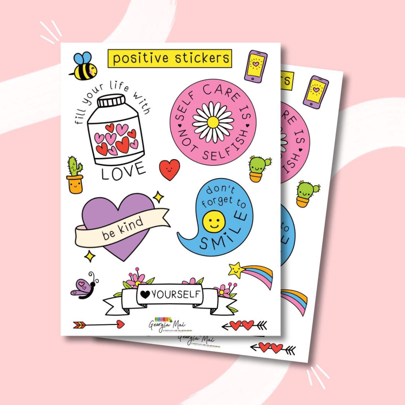 Positive Sticker Sheet With 14 Stickers - Etsy