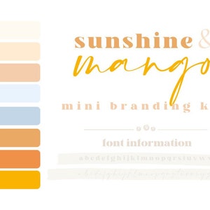 Sunshine & Mango, Boho Branding Logo Package, Small Business Logo Design, Watermark, Modern Logo Kit, Premade Branding Kit