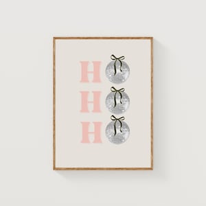 Ho Ho Ho Printable | Disko Weihnachten Druck | Disko Weihnachtsmann | Trendiges druckbares Weihnachtsposter | Urlaub Poster zum Ausdrucken | Diskokugel Dekor