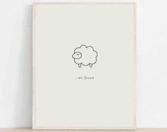 Lost Lamb Wall Art | Luke 15 Wall Art | Boho Christian Art Print | Printable Christian Sheep Wall Art | Found Sheep | Christian Nursery Art