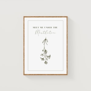 Christmas Mistletoe Decor - Botanical Line Art - Boho Christmas Printable - Winter Holiday Wall Art - Modern Farmhouse Christmas Print