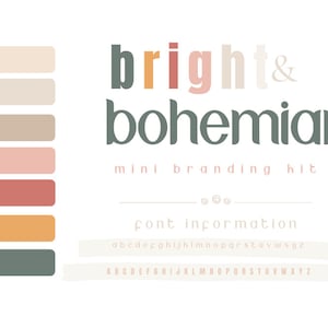 Bright and Bohemian, Boho Branding Logo Package, Small Business Logo Design, Watermark, Modern Logo Kit, Premade Branding Kit