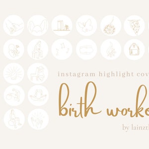Birth Worker Instagram Highlight Covers | PACK OF 25, childbirth educators, doulas, hebamme, midwives, lactation consultants