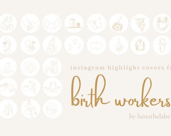 Birth Worker Instagram Highlight Covers | PACK OF 25, childbirth educators, doulas, hebamme, midwives, lactation consultants