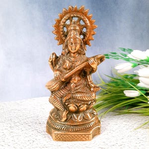 Goddess Saraswati Statue Idol | Goddess Sarasvati Statue - for Home, Living Room, Puja Room Decor | Religious & Spiritual Gift - 10 inch