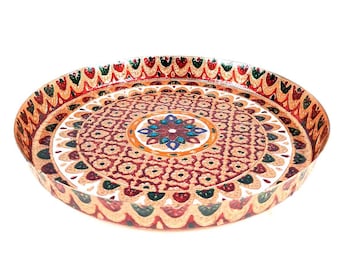 Puja Thali | Aarti Thal Plate - Meenakari Pooja Plate - For Pooja, Weddings, Festivals & Religious Decor - 13 Inch