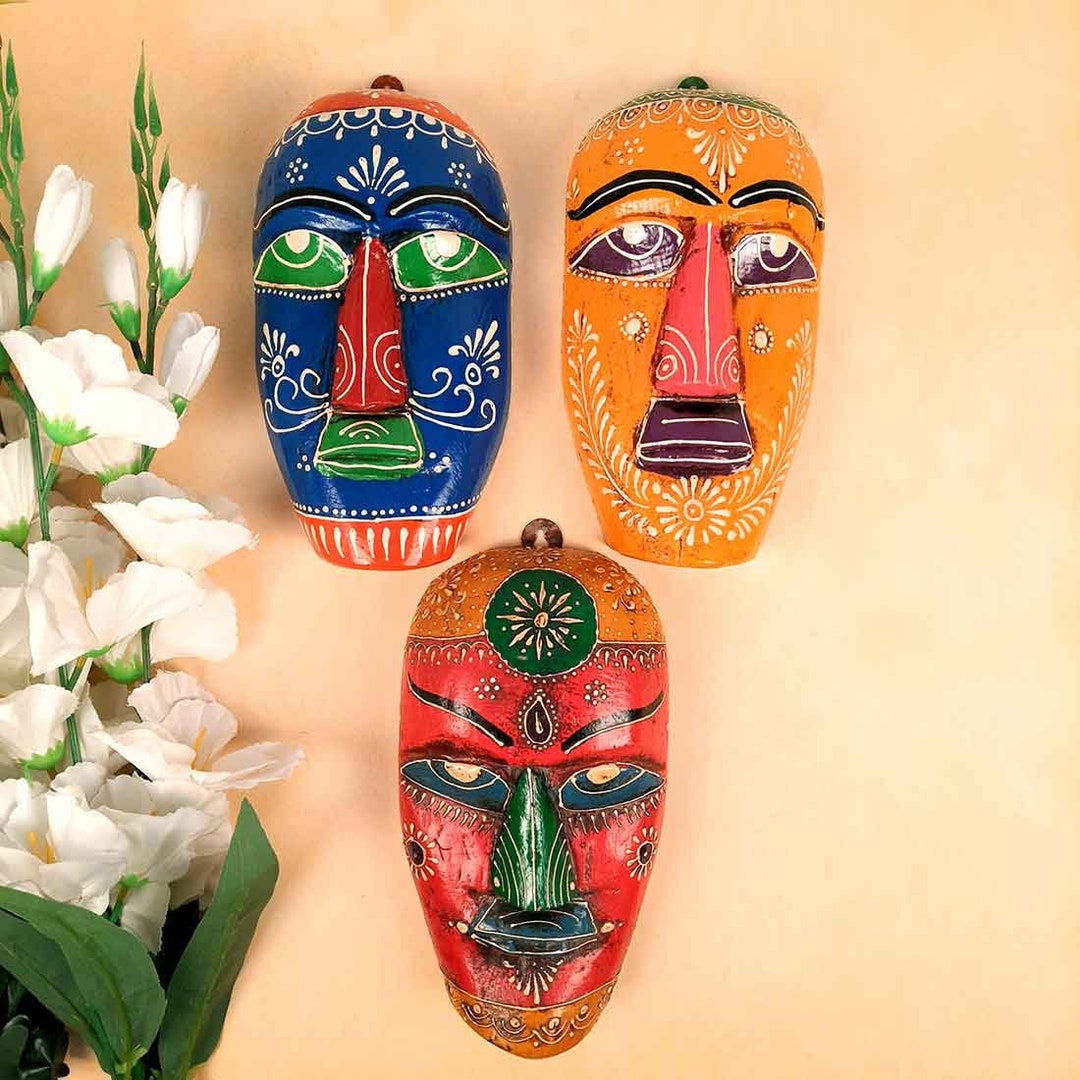 Wall Hanging Mask Nazar Battu Decorative African Egyptian Masks for Home, Entrance, Living Room
