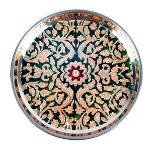 プジャプレート |アールティ・タール | Pooja Thali - プージャ、結婚式、ディワリ、カルワ チャウト、フェスティバル用 - 9 インチ 画像 4