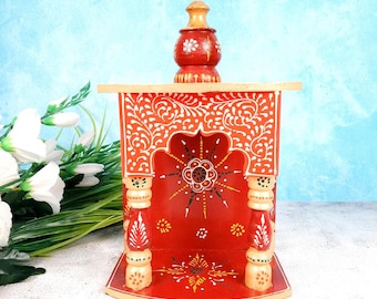 Pooja Temple Wall Hanging | God Temple For Home | Wooden Mandir Stand Small  – For Home, Puja Room, Entrance, Office, Gift - 11 Inch