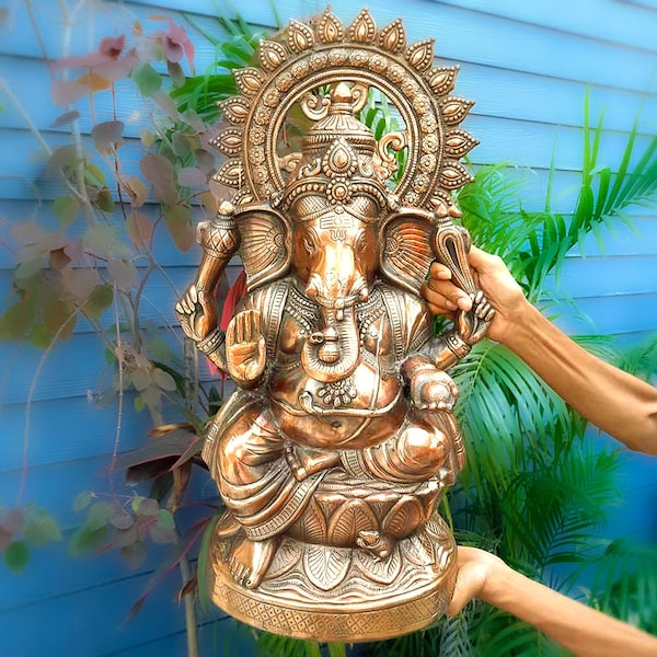 Ganesh Statue | Big Ganesha Idol | Ganpati Murti For Table & Home Decor | Ganesha Idol for Vastu, Home, Puja, Religious Decor - 25 Inch