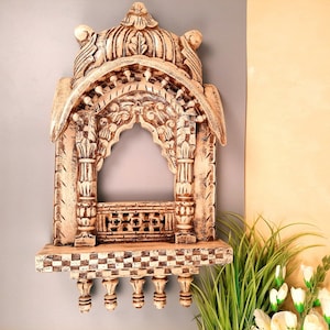 Jharokha Wall Hanging - Window Design | Wooden Jharokha for Photo Frame, Mirrors, Home, Wall Decor, Living room, Entrance, Gifts - 27 Inch