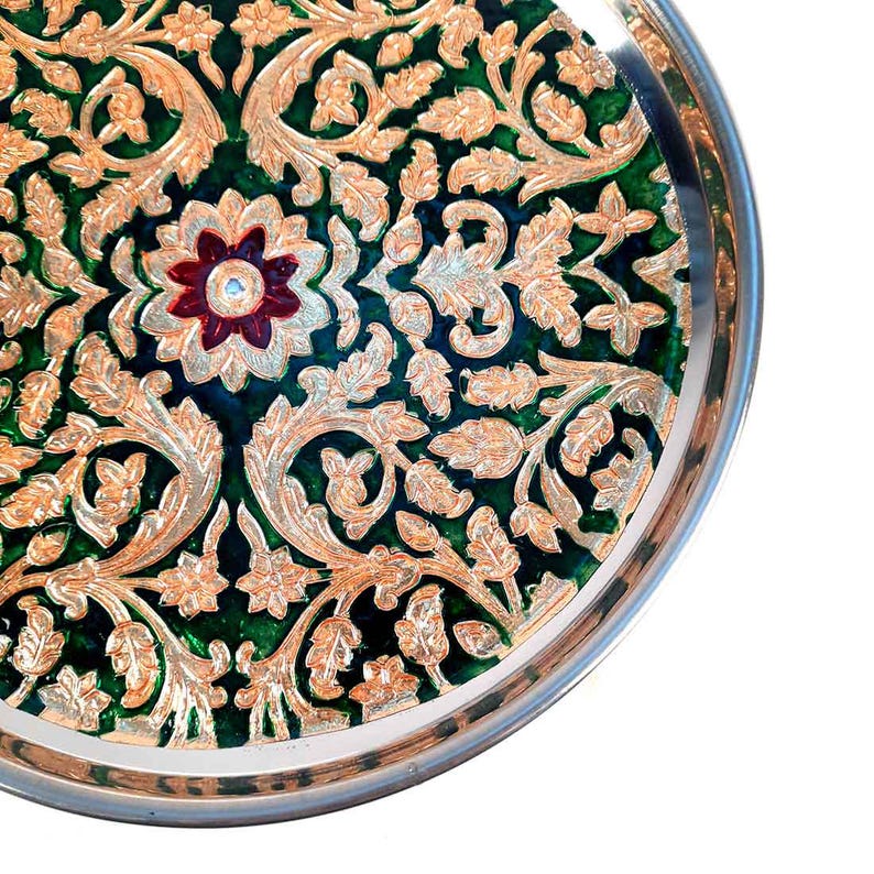 プジャプレート |アールティ・タール | Pooja Thali - プージャ、結婚式、ディワリ、カルワ チャウト、フェスティバル用 - 9 インチ 画像 7