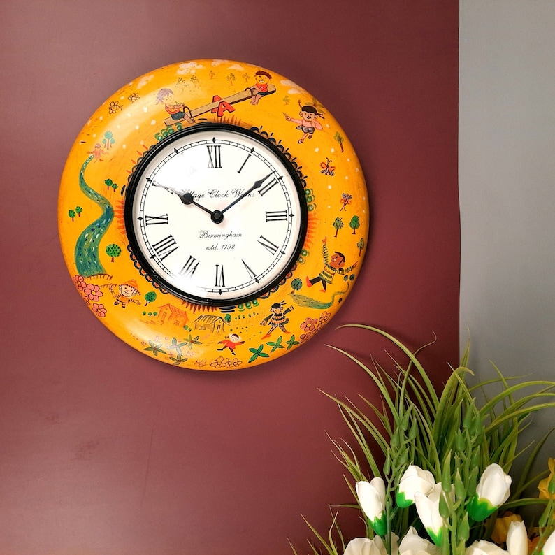 Wall Clock Wooden Clock Wall Mount for Kids Room, Home, Living Room