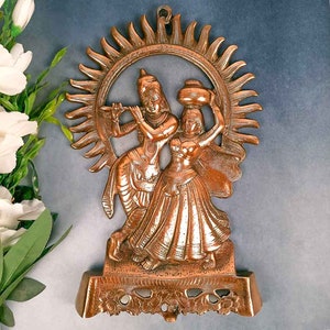 Radha Krishna Wall Hanging|Metal Wall Decor |Wall Sculpture -for Home & Temple Decor,Religious Decor,Good Luck Gift New Beginnings