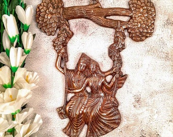 Radha Krishna Wall Hanging | Metal Wall Art -12 Inch for Decor and Gifts
