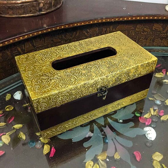 Brass Embellished Tissue Holder 11 Inches for Table Decor Etsy