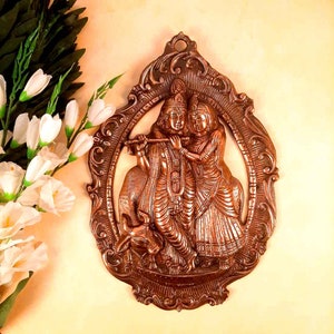 Radha Krishna Wall Decor | Meat Wall Hanging - For Home Decor, Office Decor, Housewarming Gift,  Best Wedding Gift - 16 Inch