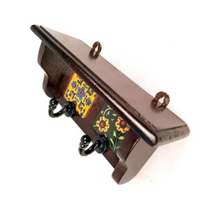 Wooden Shelf with Key Hooks Wall Hanging | Floating Shelf With Key Holder Stand - For Home, Entrance, Office Decor & Gifts - 7 Inch image 7