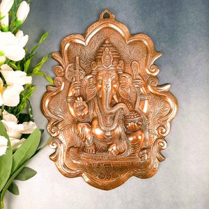 Ganesha Wall Hanging - for Home & Temple Decor, Religious Decor, Good Luck Gift for New Beginnings, Hindu Elephant God - - 16 inches