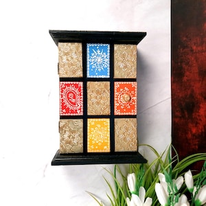 Schlüsselhalter Box | Holz Wandbehang Schlüsselbund Halter | Schlüsselkasten Schrankständer - Für Zuhause, Büro & Eingangs Dekor - 28 cm (9 Haken)