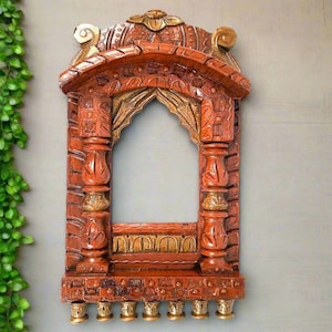 Jharokha Wall Hanging | Wooden Jharokha Window Frame Hangings - For Home, Wall Decor, Living room, Entrance Decoration & Gifts - 16 Inch