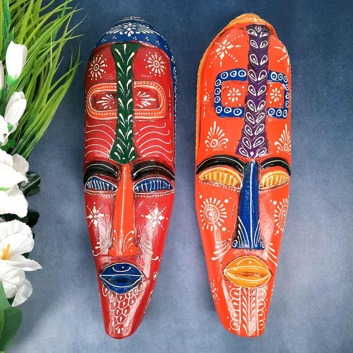 African Egyptian Wall Mask Hanging | Long Tribal Masks for Home ...