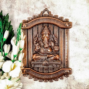 Ganesha Wall Hanging - for Home & Temple Decor, Religious Decor, Good Luck Gift for New Beginnings, Hindu Elephant God - 13 Inch