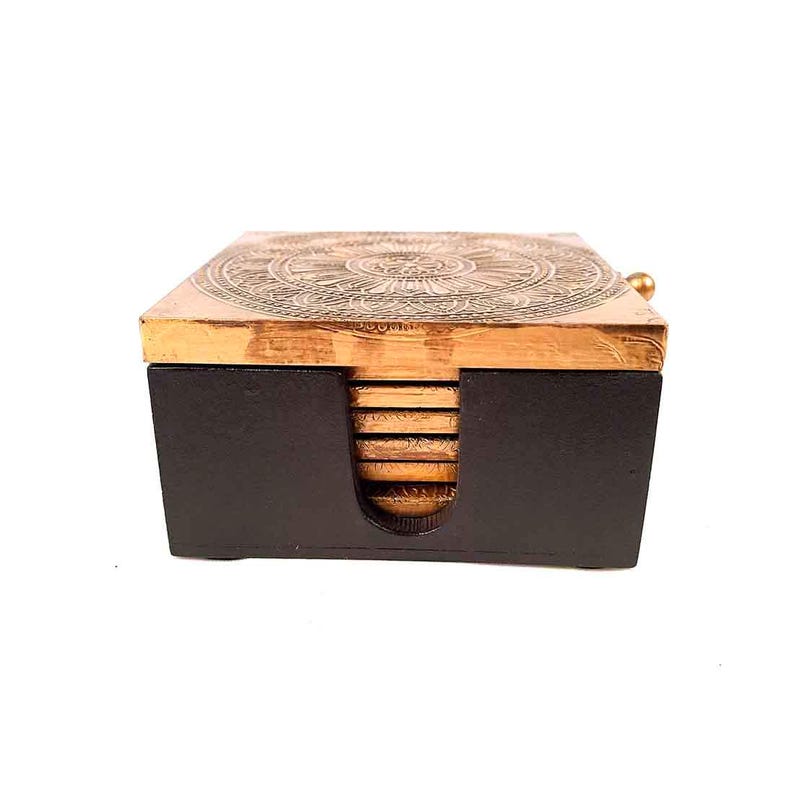 Posavasos de té/café de latón con caja - Para mesa de comedor, cocina, bar, mesas, ollas calientes, tazas, jarros - 5 pulgadas (juego de 6) imagen 10