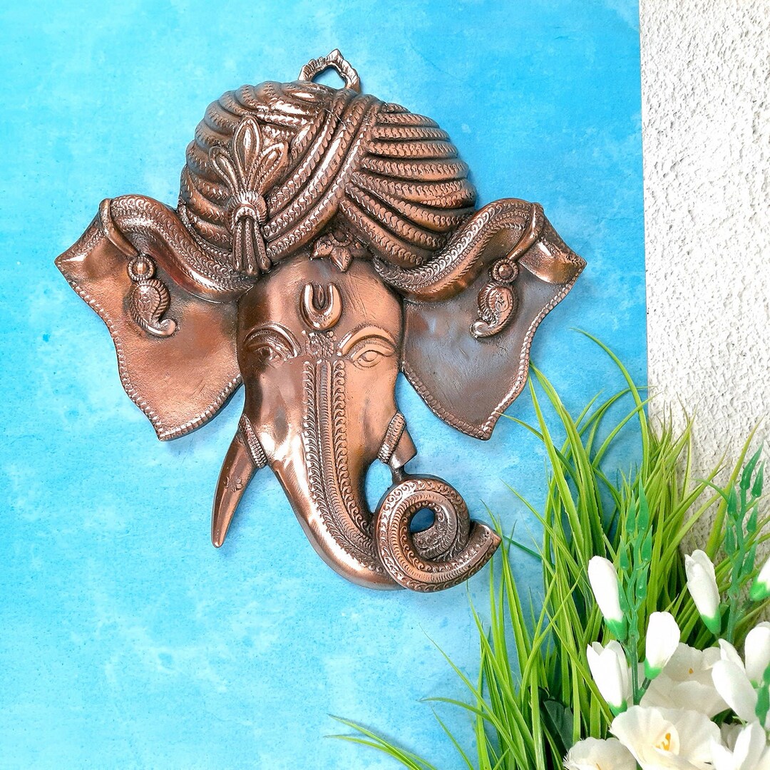 Ganesh Idol Wall Hanging Lord Ganesha Face Wall Statue Decor Etsy