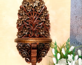 Estante colgante de pared: para exhibir objetos de exhibición y plantas pequeñas. Estantes con soporte de pared. Para el hogar, la sala de estar, la decoración de paredes y regalos. 45 cm.