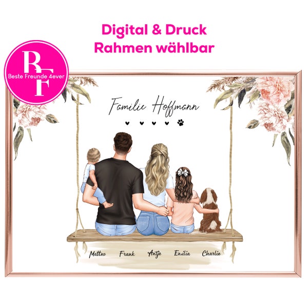 Familienbild Personalisiert | Familienposter | Geschenk Frau Mann | Geschenk Geburtstag Mama Papa | Poster Familie | Geschenk Familie Bild